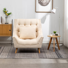 Load image into Gallery viewer, Chenille Lounge Armchair And Footstool, Beige