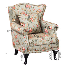 Load image into Gallery viewer, Floral Wingback Armchair With Cushion