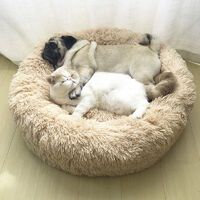 Load image into Gallery viewer, Round Cat Dog Cushion Faux Fur Fluffy Shaggy Sheepskin Pet Bed