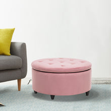 Load image into Gallery viewer, 80CM Round Velvet Storage Footstool, Pink