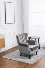 Load image into Gallery viewer, Linen Fabric Wing Back Armchair Upholstery Light Grey