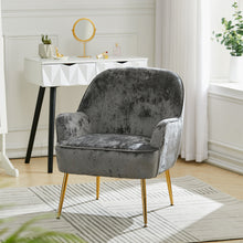 Load image into Gallery viewer, Comfy Velvet Upholstered Living Room Armchair with Gold Legs