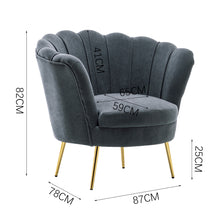 Load image into Gallery viewer, Velvet Lotus Scallop Tub Chair With Cushion
