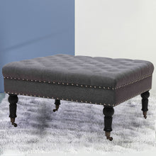 Load image into Gallery viewer, 85CM Buttoned Footstool with 4 Casters