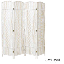 Load image into Gallery viewer, White Solid Weave Wicker Wood Room Divider