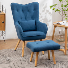 Load image into Gallery viewer, Frosted Velvet Upholstered Armchair with Footstool and Cushion