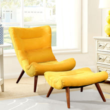 Load image into Gallery viewer, Livingandhome Upholstered Faux Wool Arched Armless Accent Chair with Footstool