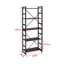 Load image into Gallery viewer, Livingandhome 5-Tiers Industrial Style Retro Open Bookshelf Storage Display Shelving Unit