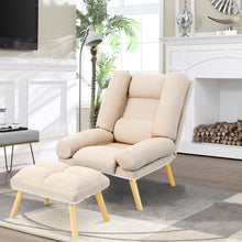 Load image into Gallery viewer, Lounge Recliner Chair And Footstool, Beige