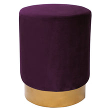 Load image into Gallery viewer, Round Velvet Dressing Footstool with Gold-Plated Bottom