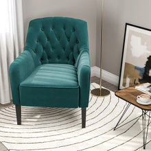 Load image into Gallery viewer, Livingandhome Vintage Velvet Upholstered Wing back Armchair with Buttoned Back
