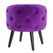 Load image into Gallery viewer, Round Velvet Buttoned Footstool