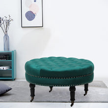 Load image into Gallery viewer, 85CM Buttoned Footstool with 4 Casters
