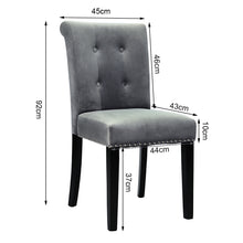 Load image into Gallery viewer, High Back Nailhead Velvet Dining Chair with Ring , Light Grey