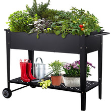 Load image into Gallery viewer, Mobile Raised Garden Bed with Shelf Vegetables Flower Planter Box