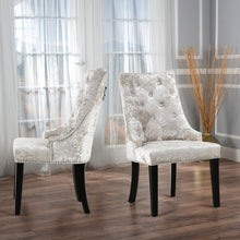 Load image into Gallery viewer, Set of 2 Crushed Velvet Buttoned Dining Chairs