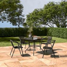 Load image into Gallery viewer, Garden Round Table With Umbrella Hole With 4 Chairs