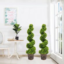 Load image into Gallery viewer, 2pcs Artificial Potted Rotating Topiary Trees Garden Yard Ornament with Pot