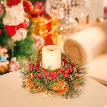Load image into Gallery viewer, Christmas Rustic Handmade Candle Holder Pine Cone Berries Xmas Decor