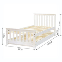 Load image into Gallery viewer, Pine Wood Single Bed with Trundle