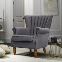 Load image into Gallery viewer, Linen Pleated Wingback Armchair