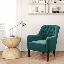 Load image into Gallery viewer, Livingandhome Vintage Velvet Upholstered Wing back Armchair with Buttoned Back