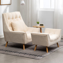 Load image into Gallery viewer, Chenille Lounge Armchair And Footstool, Beige