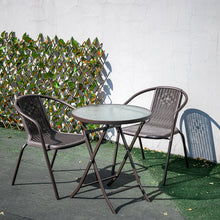 Load image into Gallery viewer, Outdoor Metal Coffee Dining Set, Brown Table + 4 Chairs