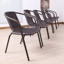 Load image into Gallery viewer, Set of 4 Brown Garden Patio Metal Wicker Chairs