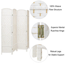 Load image into Gallery viewer, White Solid Weave Wicker Wood Room Divider