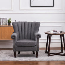 Load image into Gallery viewer, Linen Pleated Wingback Armchair