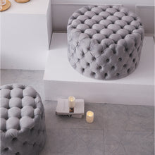 Load image into Gallery viewer, Frosted Velvet Buttoned Footstool