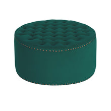 Load image into Gallery viewer, Round Frosted Velvet Ottoman Footstool