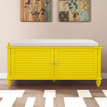 Load image into Gallery viewer, Window Bench Shoes Cabinet Storage Rack with Seat Cushion, Yellow