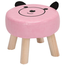 Load image into Gallery viewer, PU Leather Footstool Cartoon Pattern Round Pouffe Children Seat