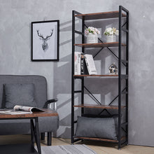 Load image into Gallery viewer, Livingandhome 5-Tiers Industrial Style Retro Open Bookshelf Storage Display Shelving Unit