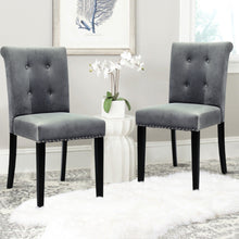 Load image into Gallery viewer, High Back Nailhead Velvet Dining Chair with Ring , Light Grey