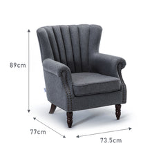 Load image into Gallery viewer, Linen Pleated Wingback Armchair