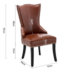 Load image into Gallery viewer, Faux Leather Studded Dining Chair, Reddish brown
