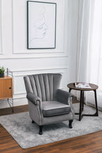 Load image into Gallery viewer, Linen Fabric Wing Back Armchair Upholstery Light Grey