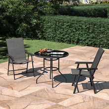 Load image into Gallery viewer, Garden Round Table With Umbrella Hole With 2 Chairs