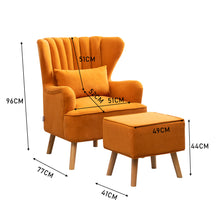 Load image into Gallery viewer, Contemporary Curved Back Armchair with Cushion and Footstool JM1613