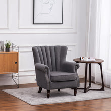 Load image into Gallery viewer, Linen Pleated Wingback Armchair