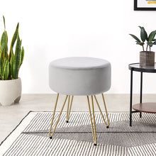 Load image into Gallery viewer, Soft Velvet Round Dressing Table Stool with Wire Legs