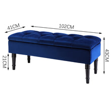 Load image into Gallery viewer, Livingandhome Buttoned Velvet Storage Ottoman Bench with Rubberwood Legs