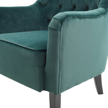 Load image into Gallery viewer, Livingandhome Vintage Velvet Upholstered Wing back Armchair with Buttoned Back