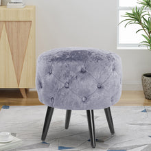 Load image into Gallery viewer, Round Velvet Buttoned Footstool