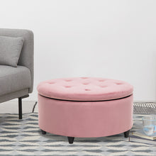 Load image into Gallery viewer, 80CM Round Velvet Storage Footstool, Pink