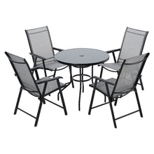 Load image into Gallery viewer, Garden Round Table With Umbrella Hole With 4 Chairs