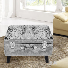 Load image into Gallery viewer, Crushed Velvet Storage Footstool Ottoman